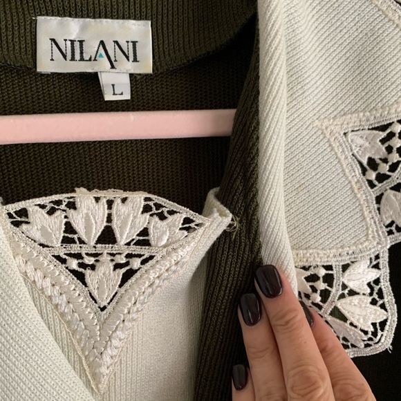 Vintage 80’s Wide Collar Button Cardigan Prairie L - Picture 4 of 8